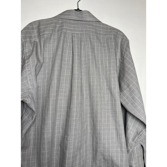 Men's Long Sleeve Dress Shirt Size 15 1/2 Gray Striped Button Up Shirt For Men - Picture 7 of 9